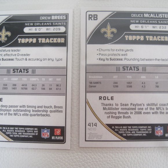 Lot of 10 New Orleans Saints NFL Player Cards - Picture 8 of 12